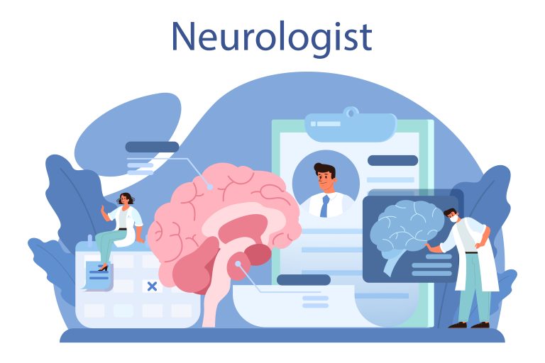 Neurologist concept. Doctor examine human brain