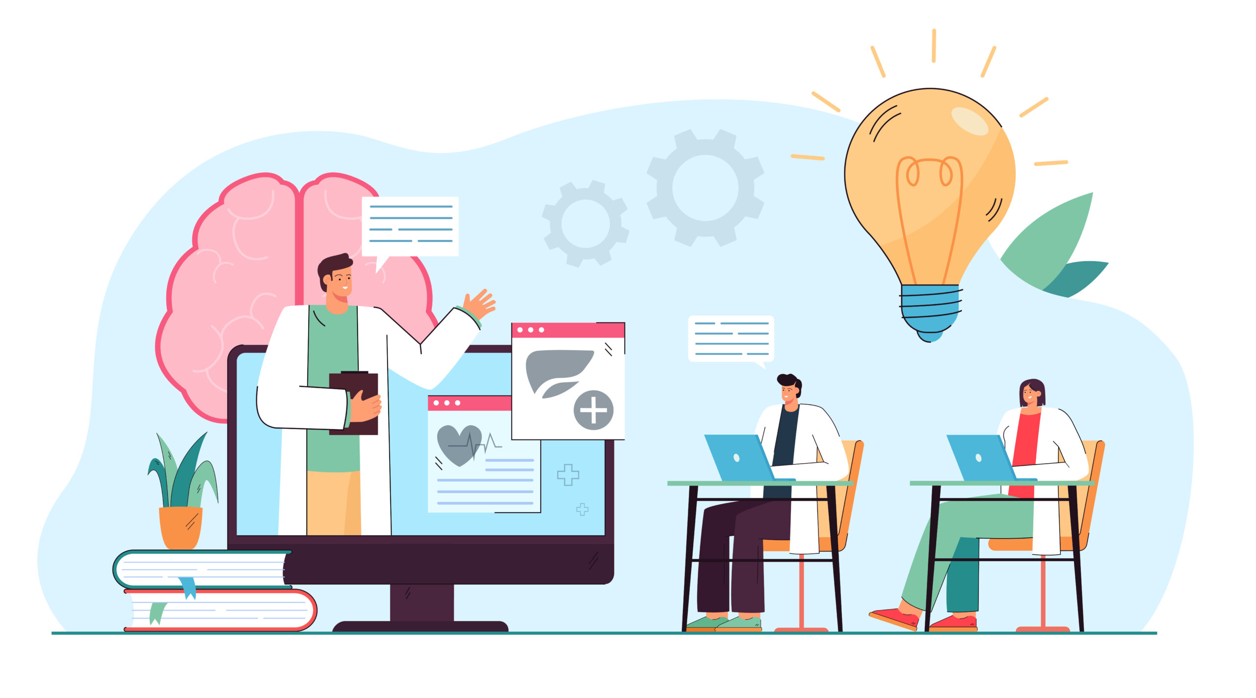 Medical professionals watching webinar on online platform