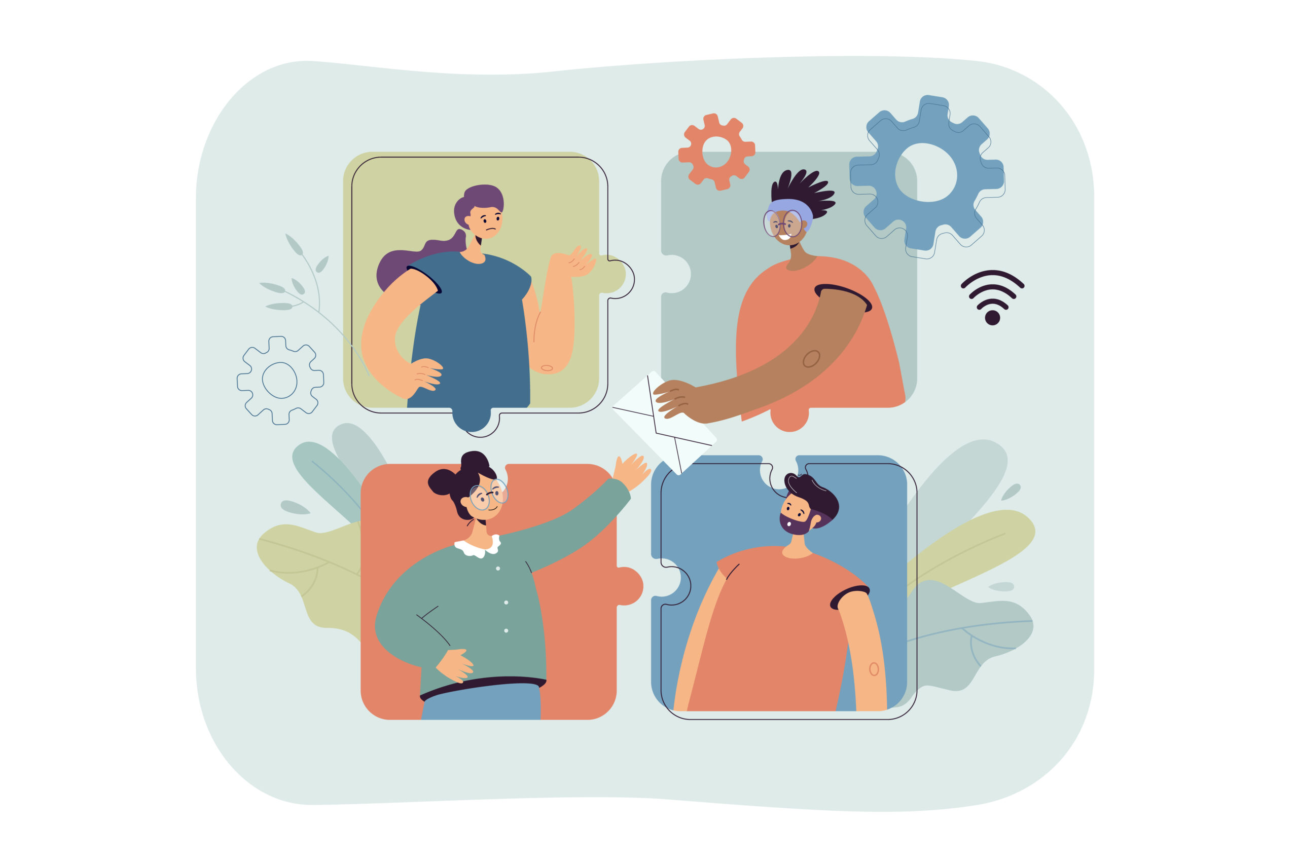 People working online in team